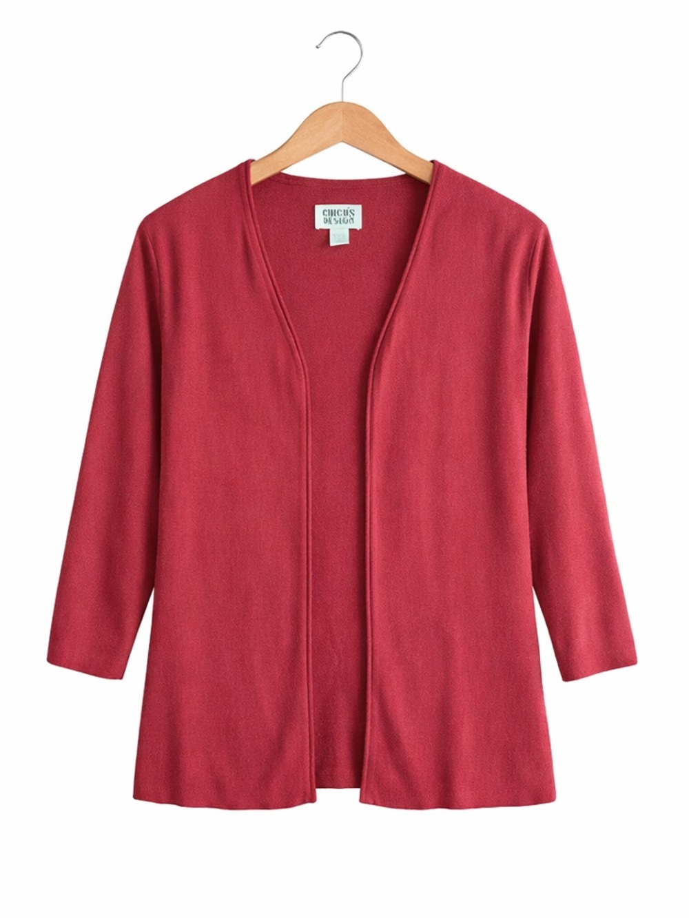 Chico’s Long Burgundy Open Front Cardigan